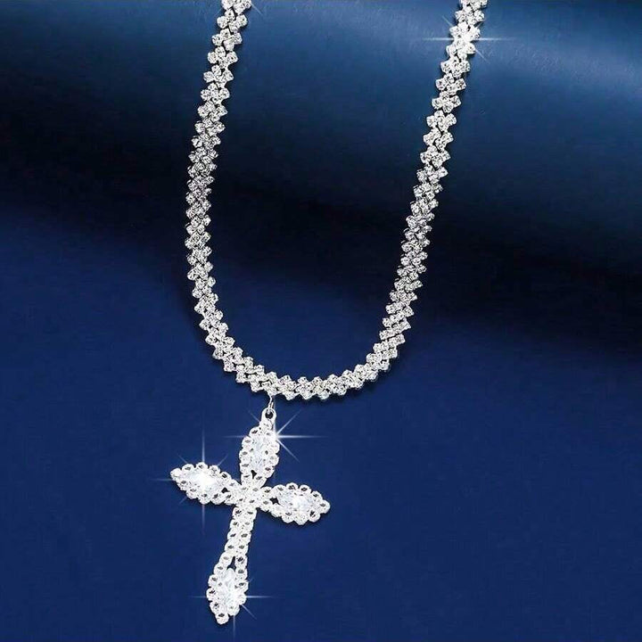 Crystal Cross Choker Necklace