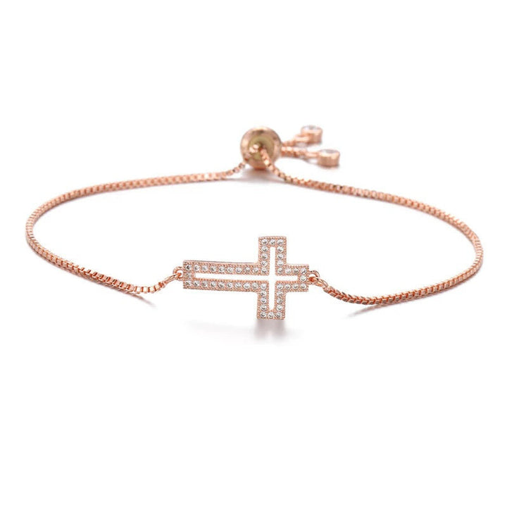 Adjustable Openwork Cross Bracelet