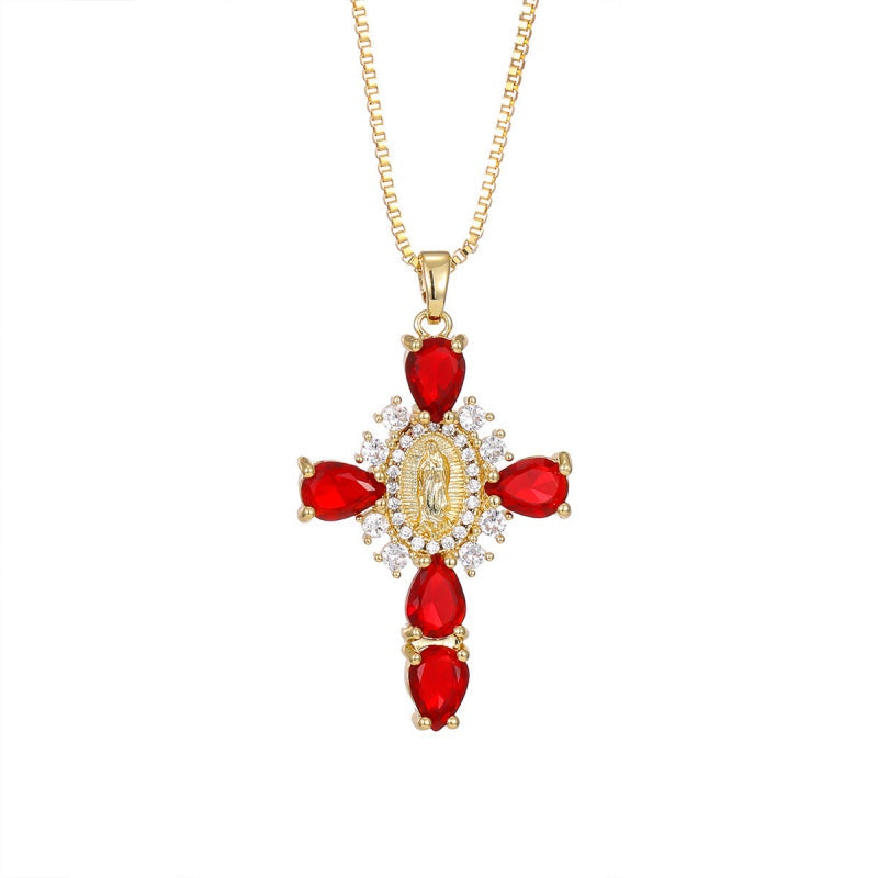 Virgin Mary Cross Necklace with Unique
