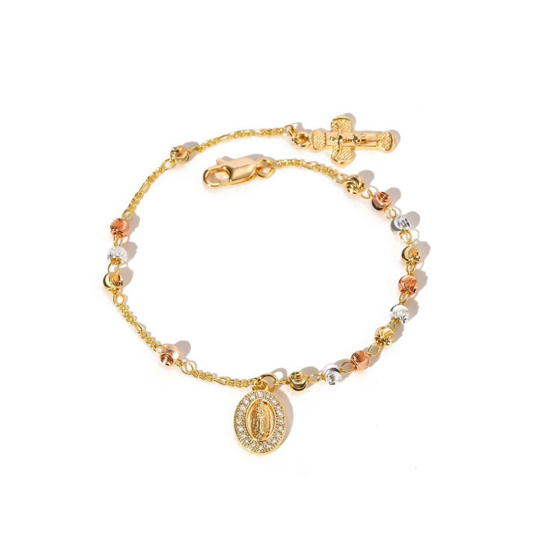 Virgin Multi-bead Cross Bracelet
