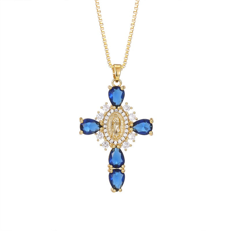 Virgin Mary Cross Necklace with Unique