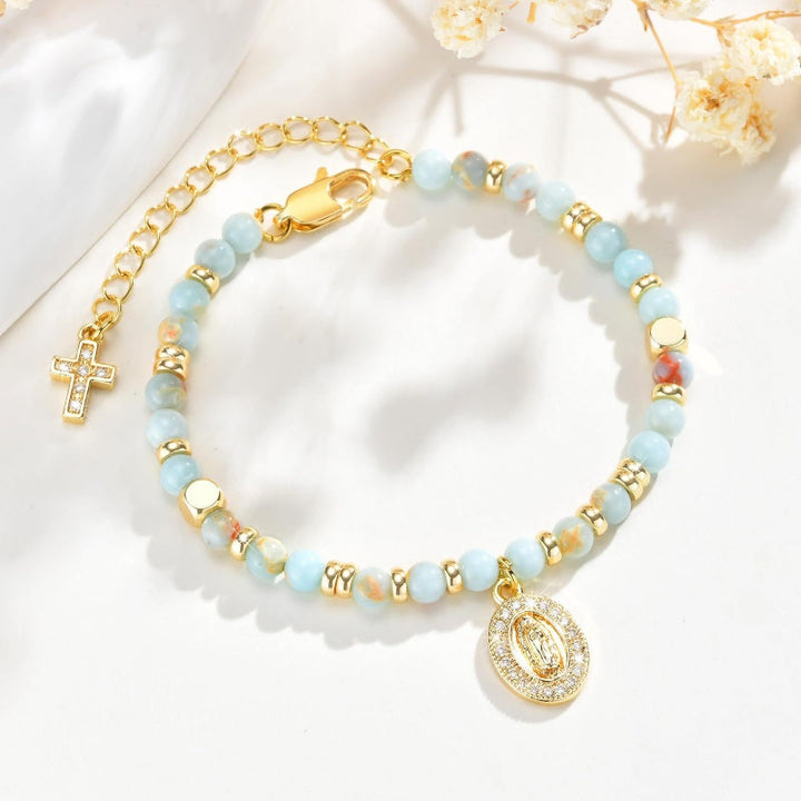 Beaded Virgin Cross Charm Bracelet