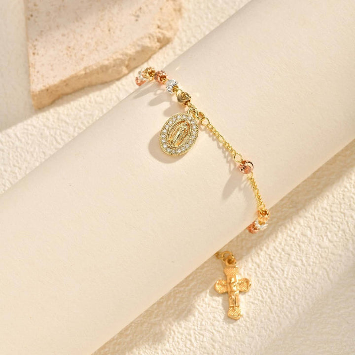 Virgin Multi-bead Cross Bracelet