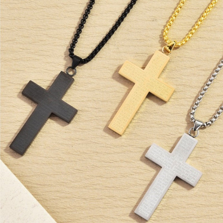 Lords Prayer Cross Necklace Faith Gift