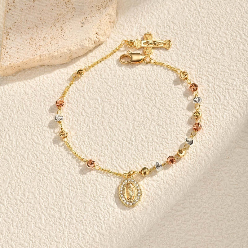 Virgin Multi-bead Cross Bracelet