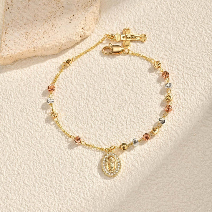 Virgin Multi-bead Cross Bracelet