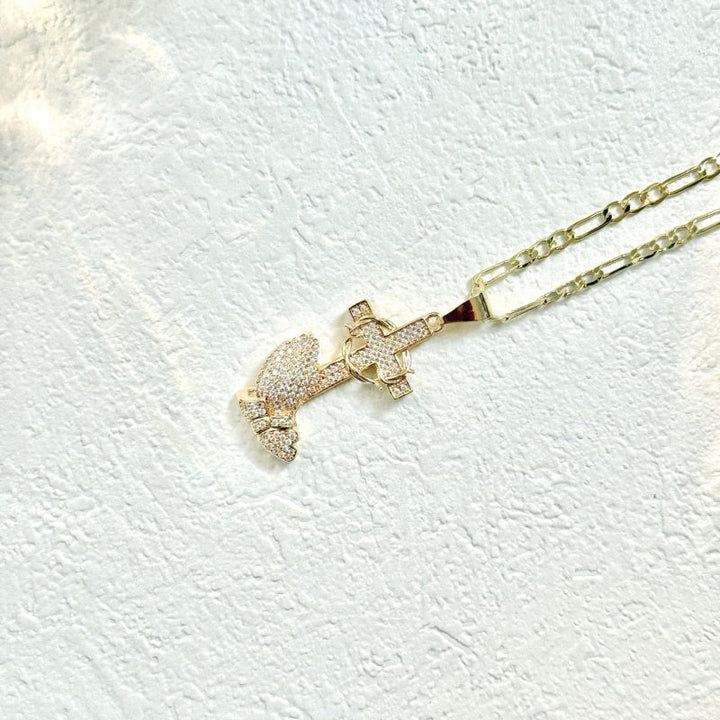 Praying Hand Cross with Zirconia