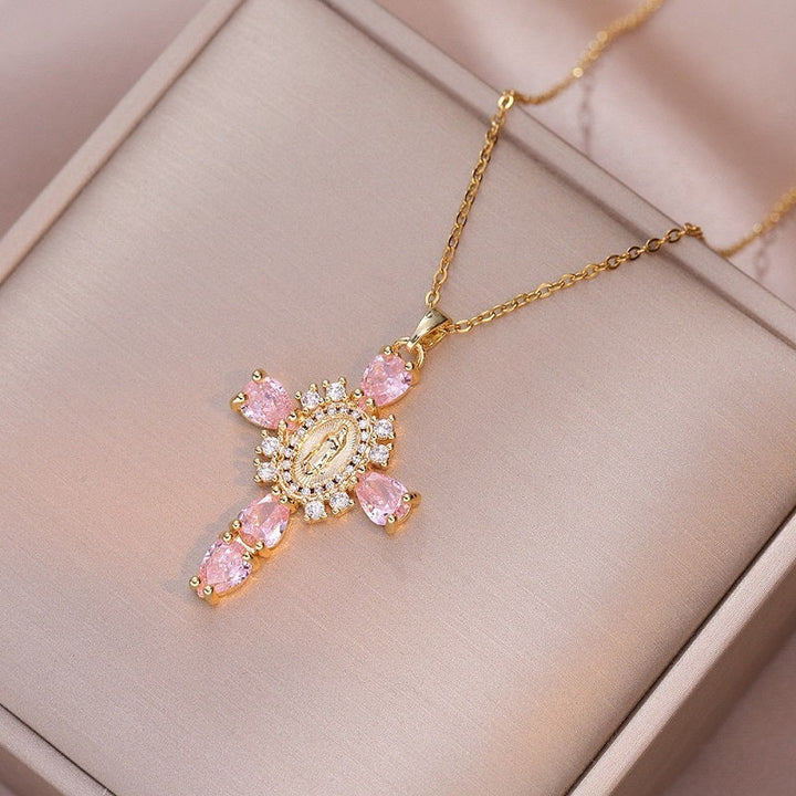 Virgin Mary Cross Necklace with Unique