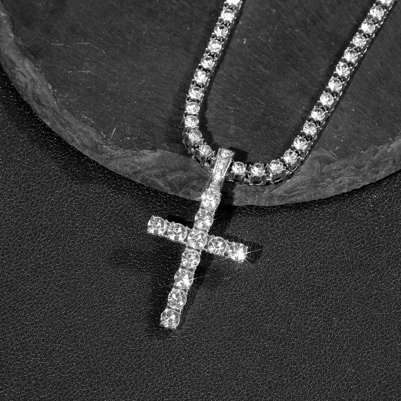 Iced Cross Pendant Necklace