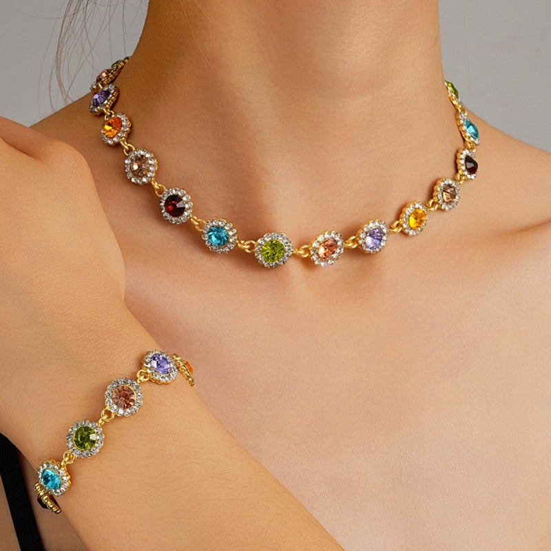 Bohemian Crystal Cross Necklace Set