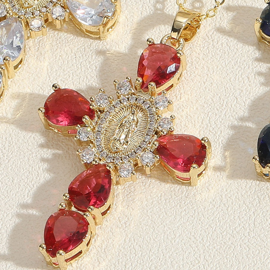 Virgin Mary Cross Necklace with Unique
