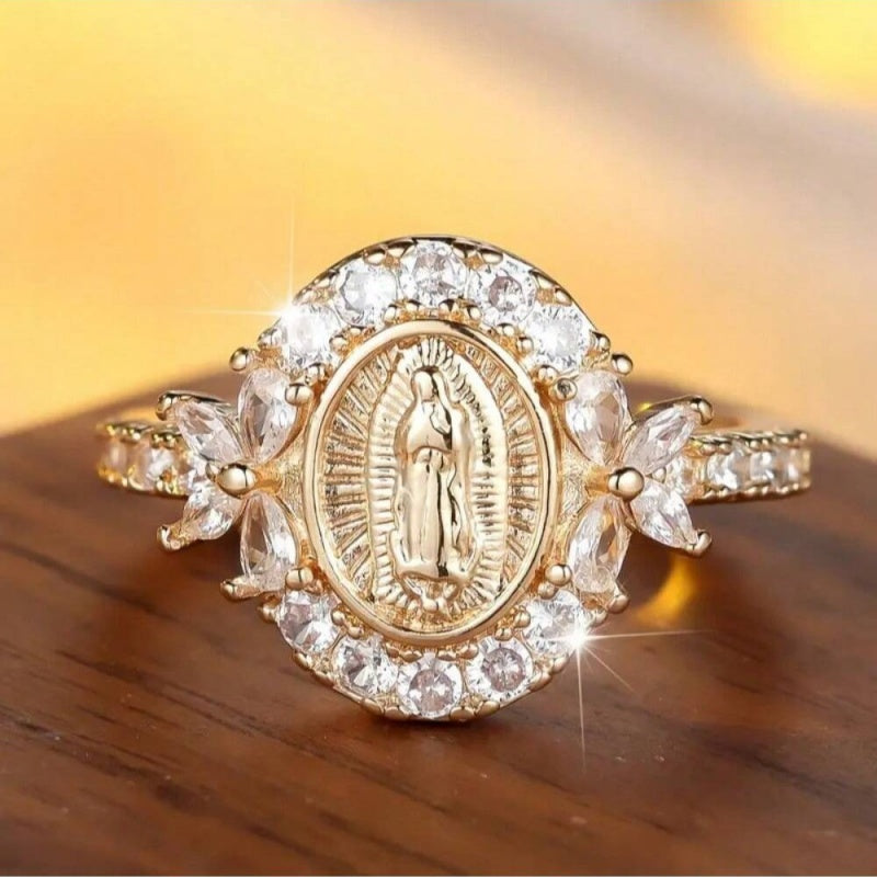 Virgin Mary Halo Crystal Ring