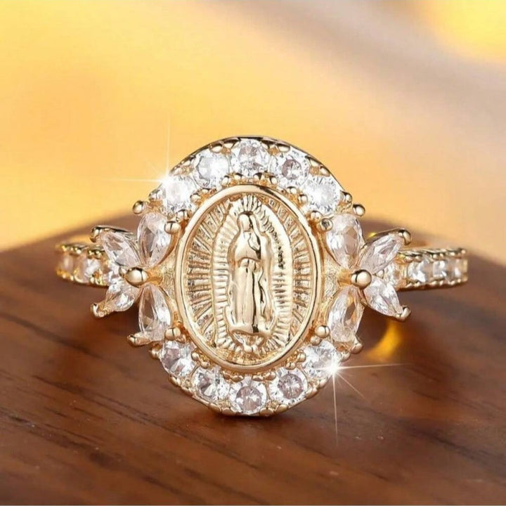 Virgin Mary Halo Crystal Ring