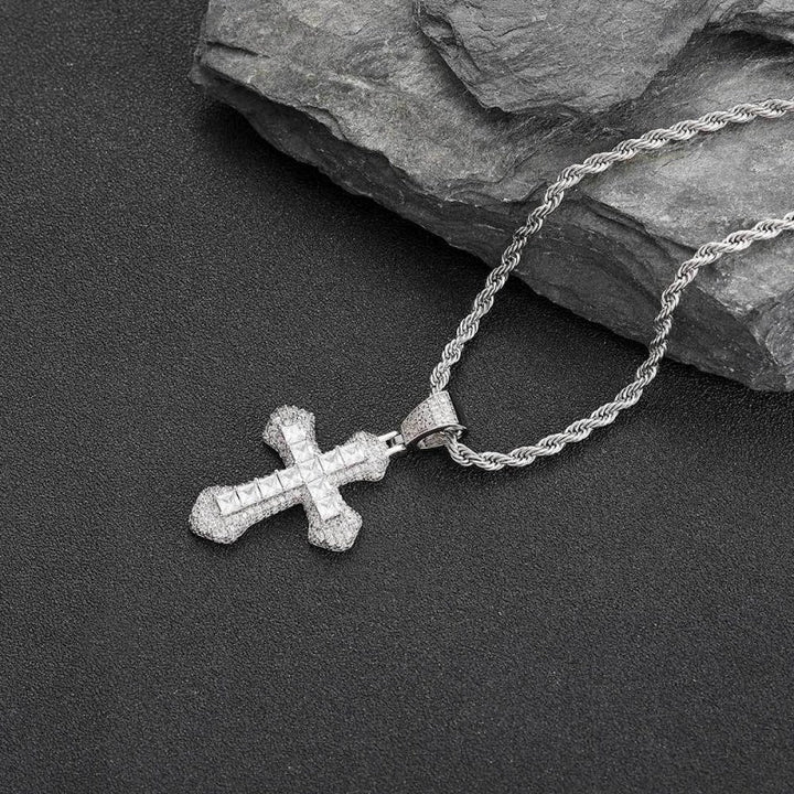 Iced Cross Pendant Chain Necklace