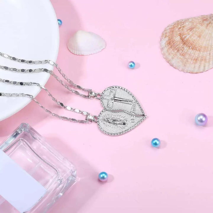 Virgin Mary Heart Necklace Double Chain