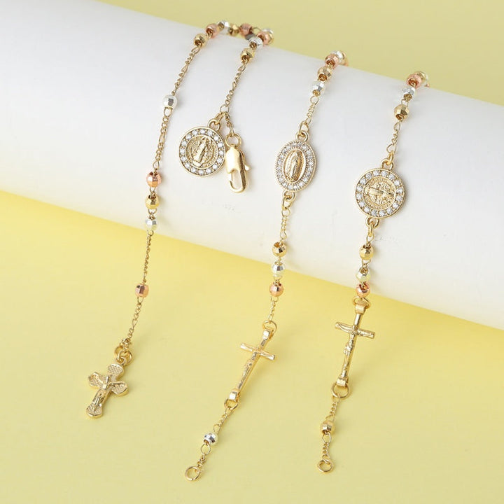Rosary Cross Beaded Bracelet