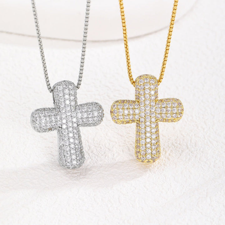 Bubble Cross Zircon Necklace