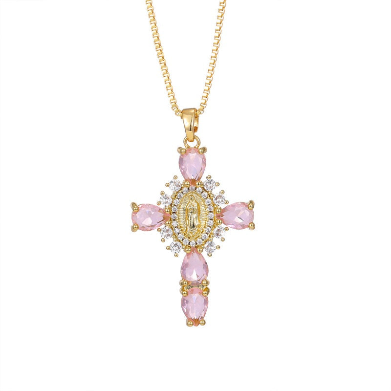 Virgin Mary Cross Necklace with Unique
