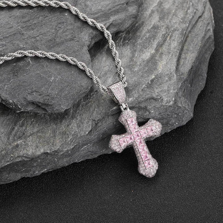 Iced Cross Pendant Chain Necklace