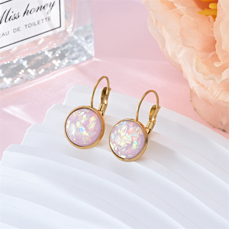 Vintage Gold & White Opal Earrings