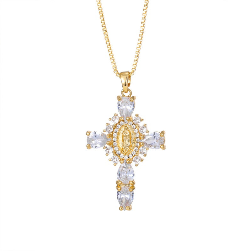 Virgin Mary Cross Necklace with Unique
