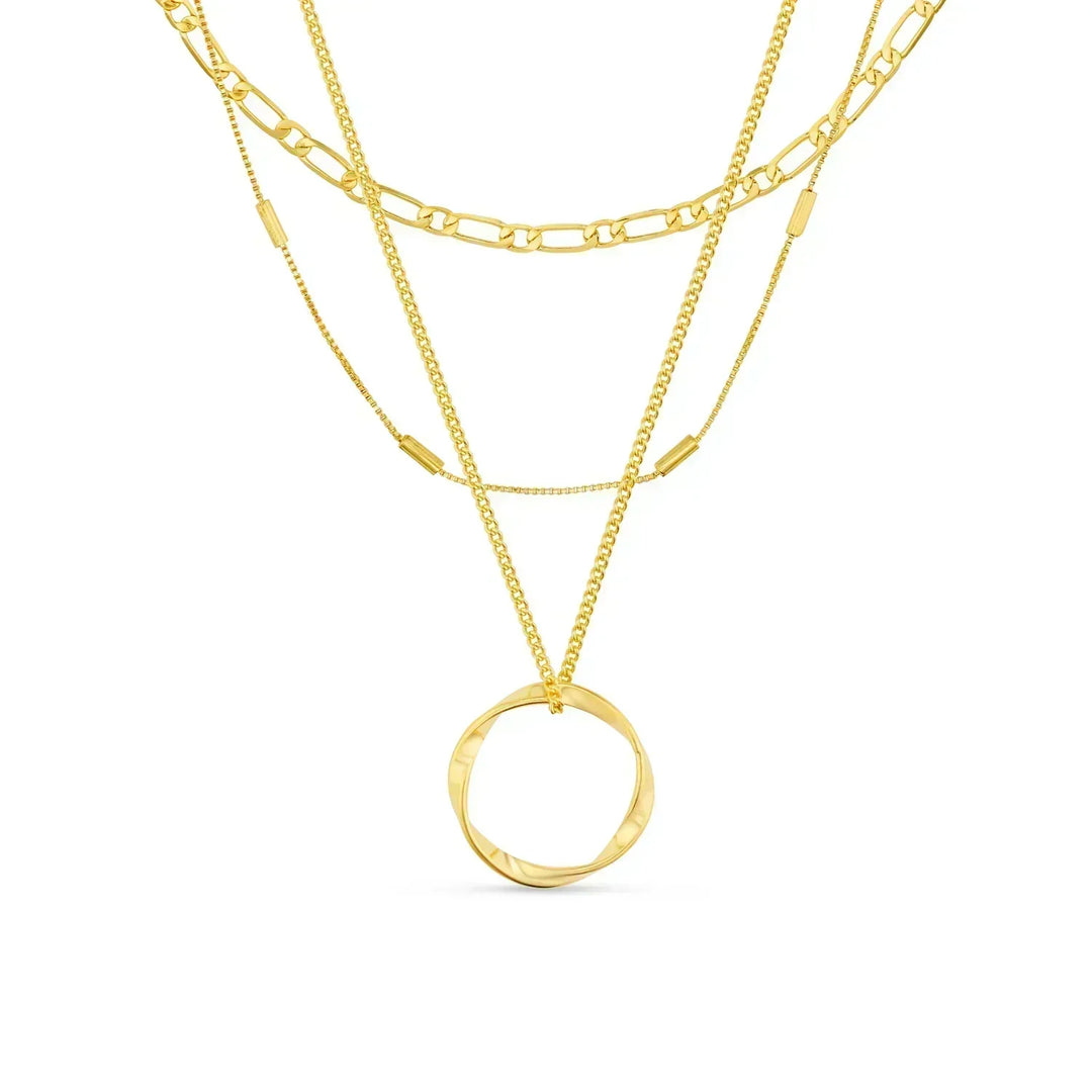 Gold Three-Strand Circle Necklace