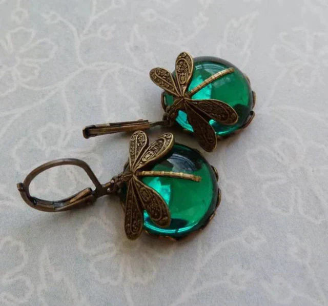 Antique Crystal Dragonfly Earrings