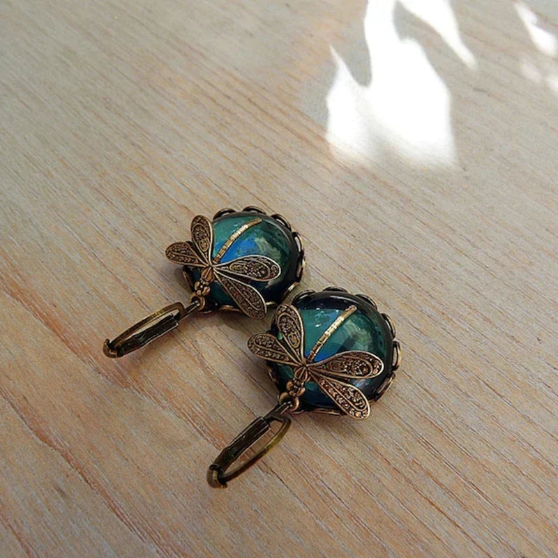 Antique Crystal Dragonfly Earrings