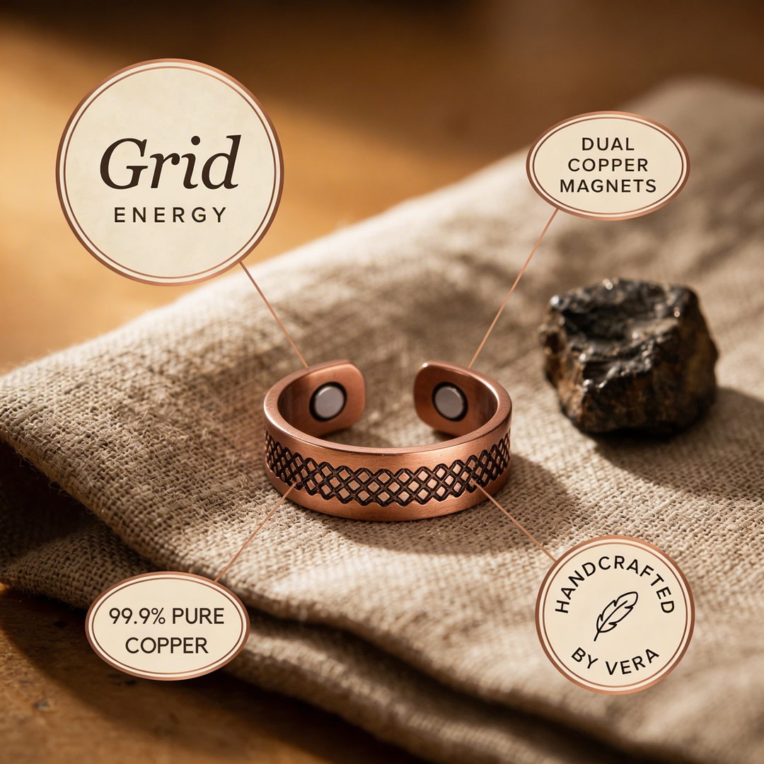Ovia Copper Jewellery Grid Copper Ring