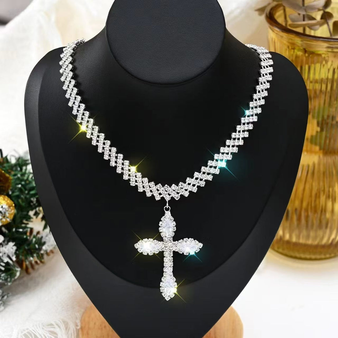 Crystal Cross Choker Necklace