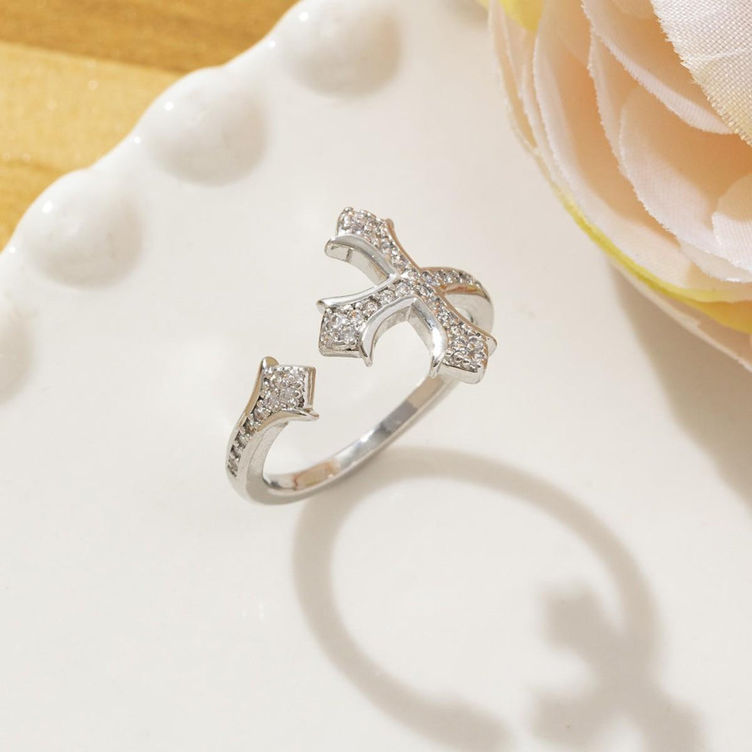 Zircon Cross Open Ring