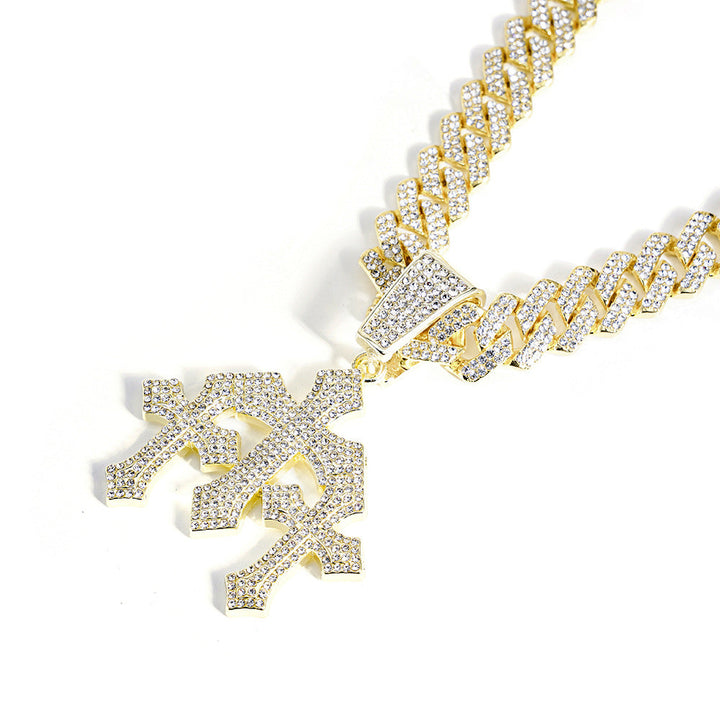 Icy Cross Cuban Chain Necklace