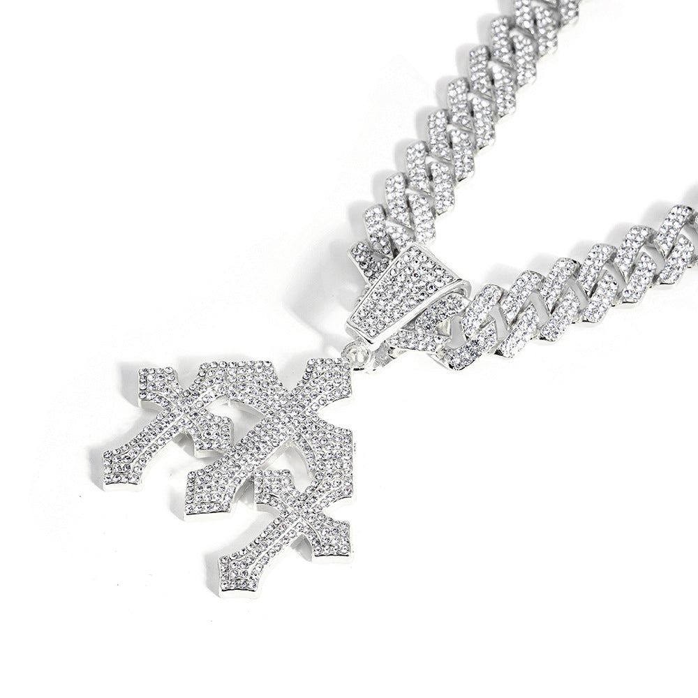 Icy Cross Cuban Chain Necklace