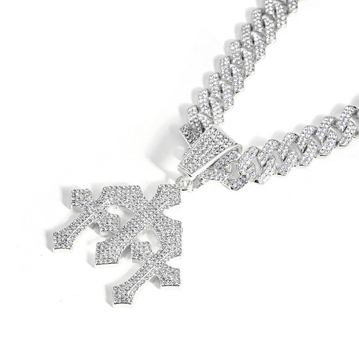 Icy Cross Cuban Chain Necklace