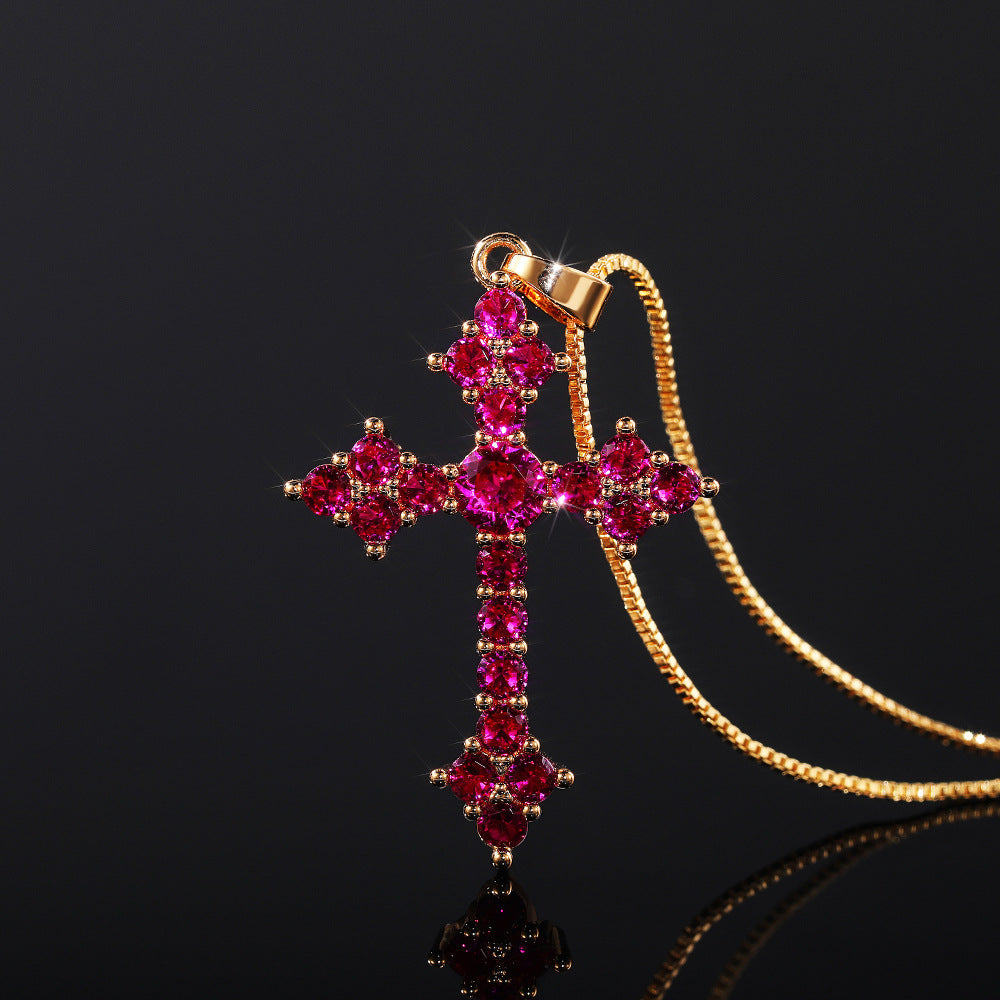 Stylish Zirconia Cross Pendant Necklace