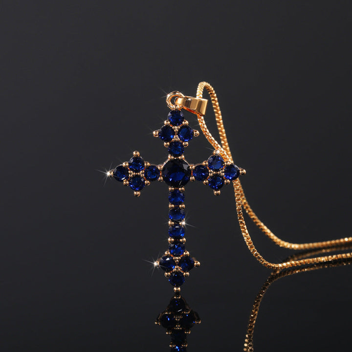Stylish Zirconia Cross Pendant Necklace