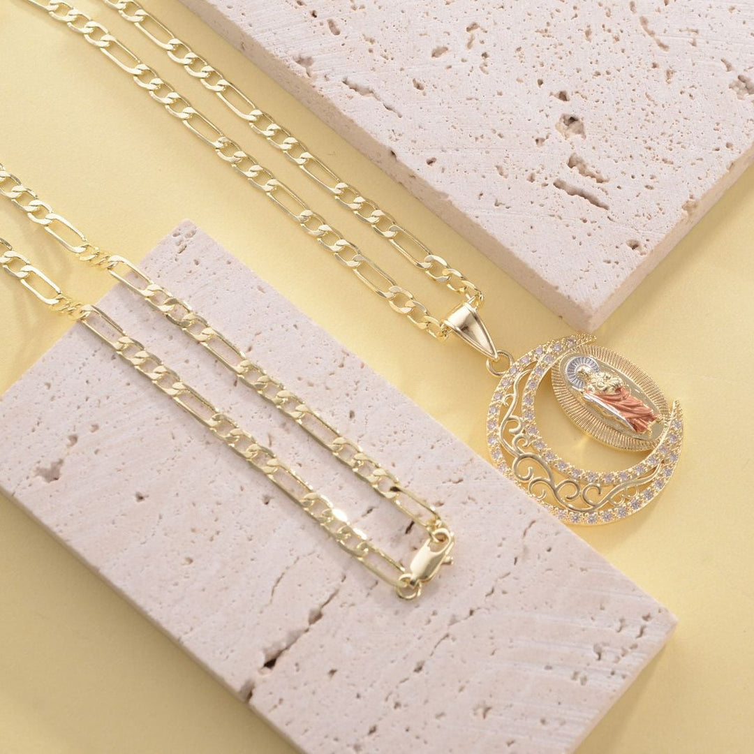 Crescent Moon Virgin Mary Pendant Necklace