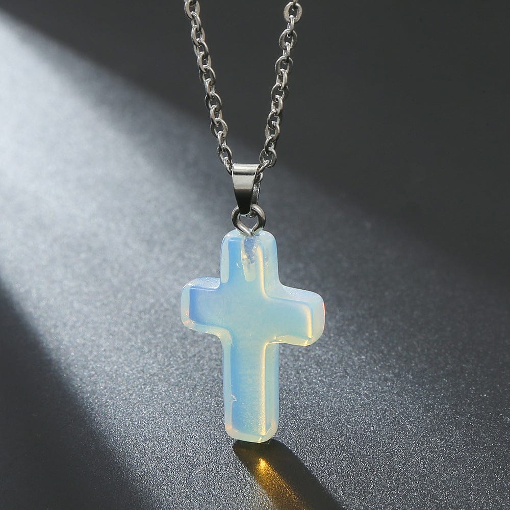 NATURAL AGATE STONE CROSS PENDANT