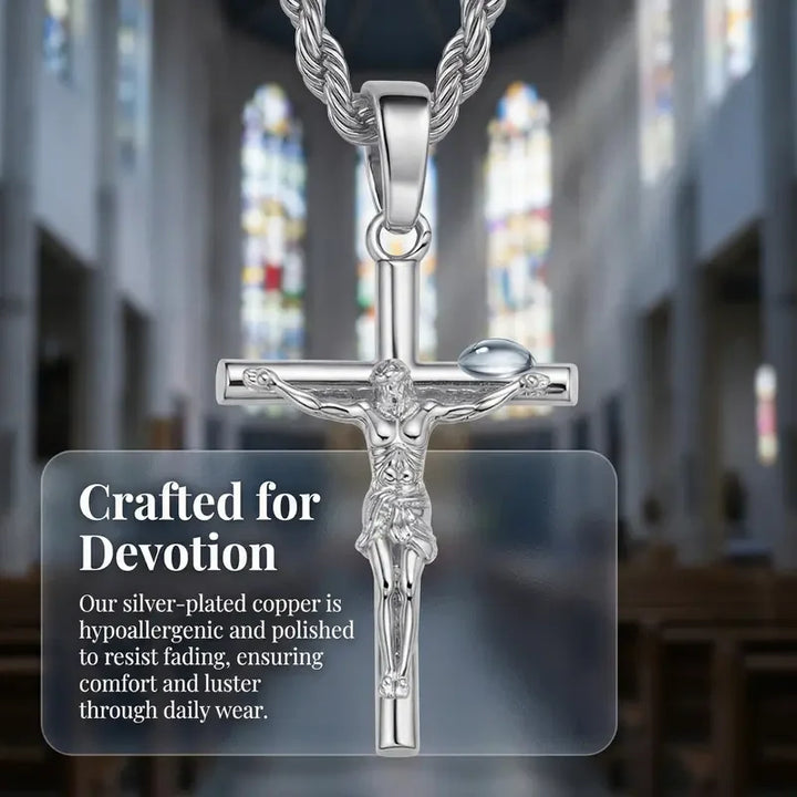 Twisted Chain Jesus Cross Necklace