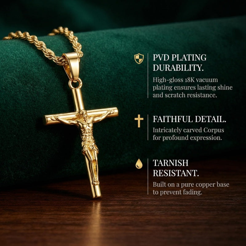 Twisted Chain Jesus Cross Necklace