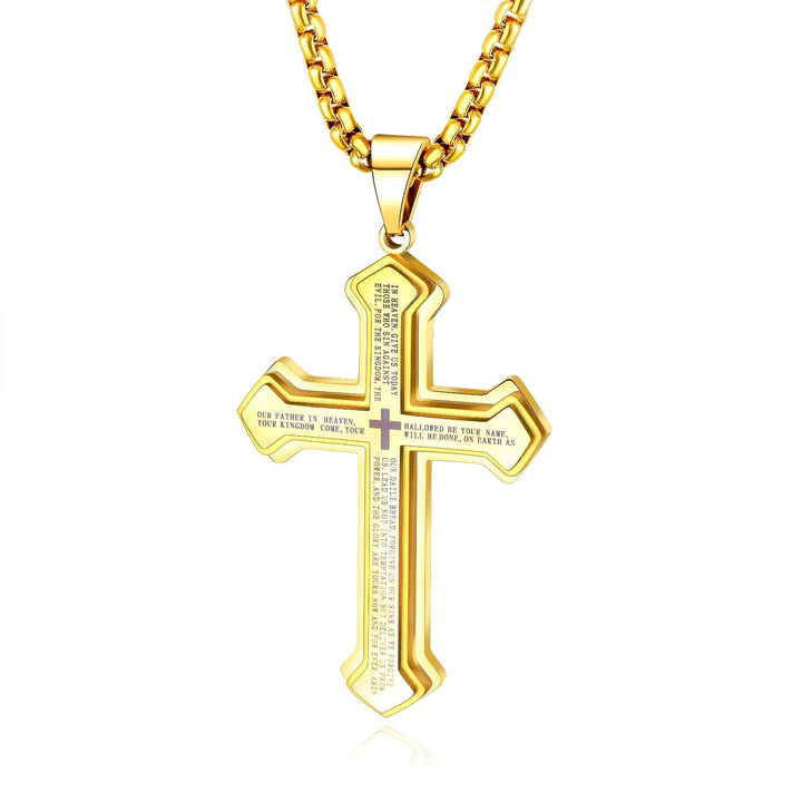 Stainless Steel Bible Text Cross Pendant