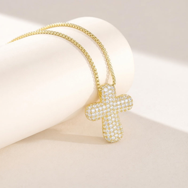 Bubble Cross Zircon Necklace