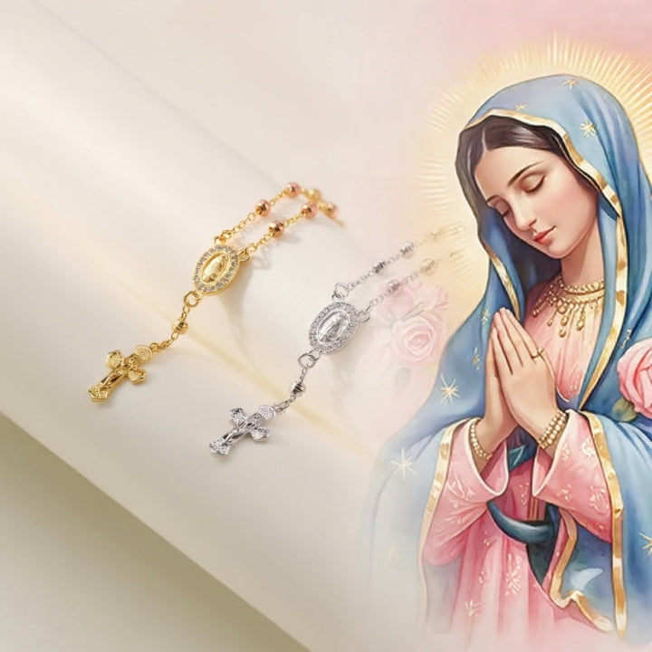 Virgin Mary Rosary Cross Beaded Bracelet
