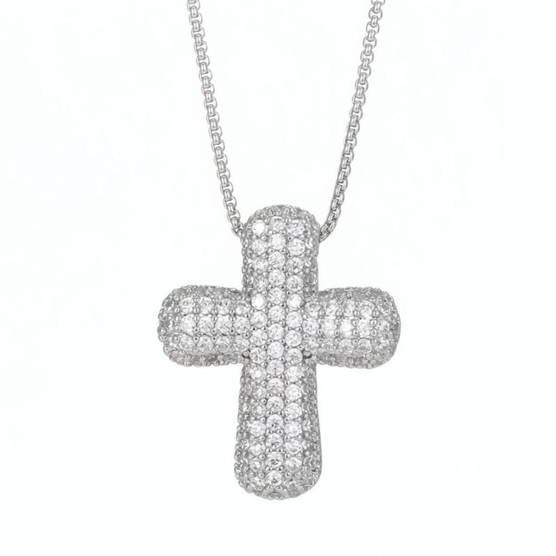 Bubble Cross Zircon Necklace