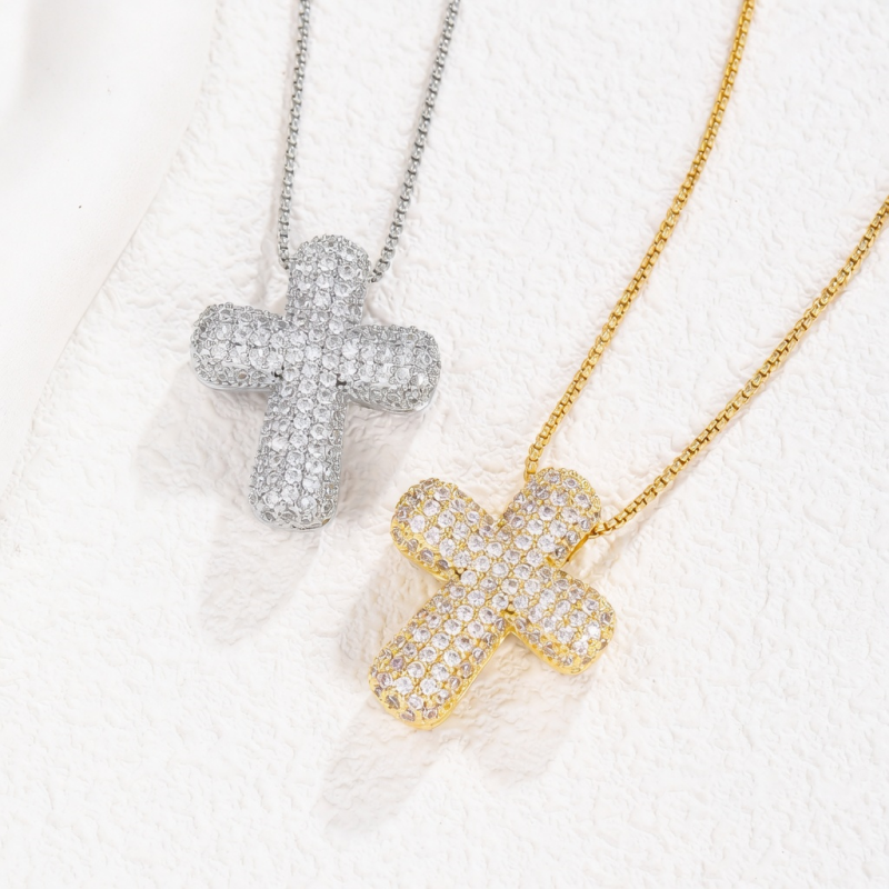 Bubble Cross Zircon Necklace