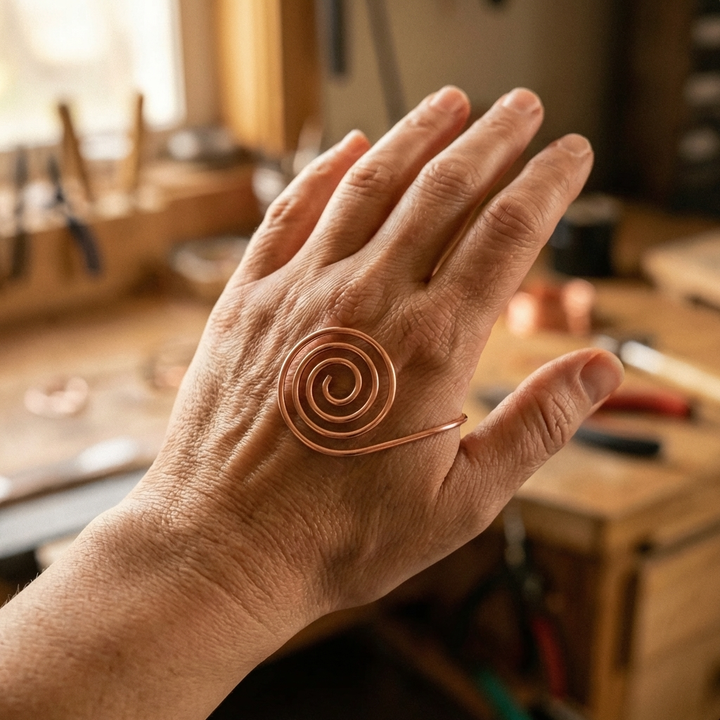 Ovia Copper Jewellery Flow Copper Hand Spiral