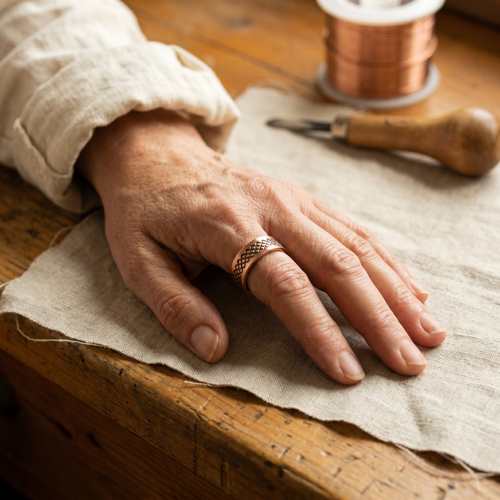 Ovia Copper Jewellery Grid Copper Ring