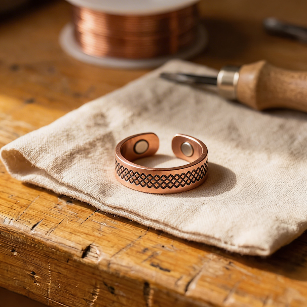 Ovia Copper Jewellery Grid Copper Ring