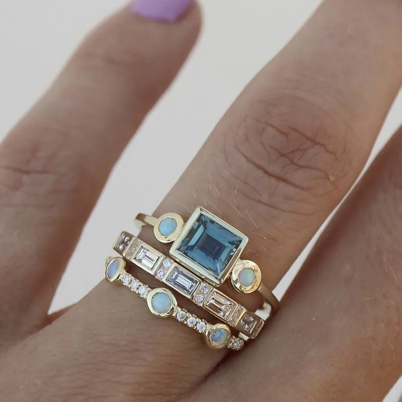 Vintage Blue Ring Set