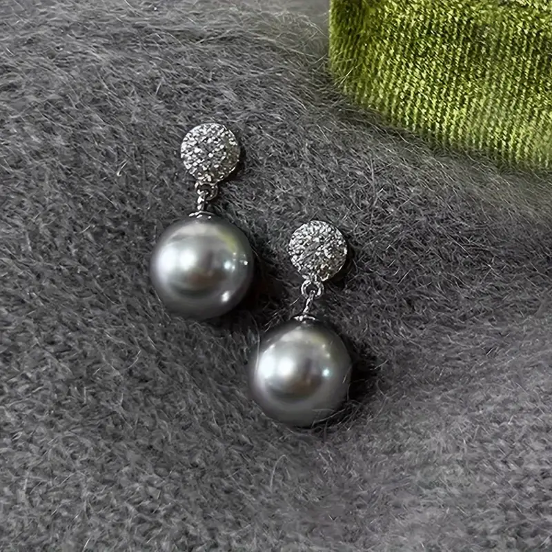 Black Pearl and Rhinestone Earrings